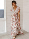 Bohemia V-neck Printed Beach Maxi Dresses