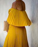 Eternal Love Pleated Maxi Dress - Mustard