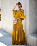 Eternal Love Pleated Maxi Dress - Mustard