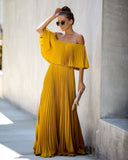 Eternal Love Pleated Maxi Dress - Mustard