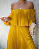 Eternal Love Pleated Maxi Dress - Mustard