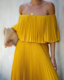 Eternal Love Pleated Maxi Dress - Mustard