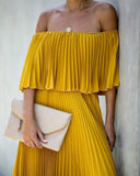 Eternal Love Pleated Maxi Dress - Mustard