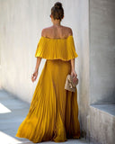 Eternal Love Pleated Maxi Dress - Mustard