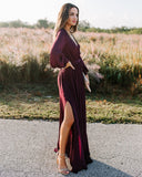 Long Sleeve Diana Maxi Dress - Wine - FINAL SALE