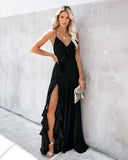 Cool Waters Ruffle Gown - Black - FINAL SALE