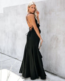 Cool Waters Ruffle Gown - Black - FINAL SALE