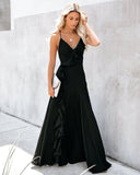 Cool Waters Ruffle Gown - Black - FINAL SALE