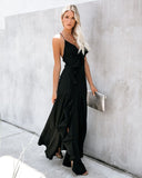 Cool Waters Ruffle Gown - Black - FINAL SALE