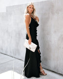 Cool Waters Ruffle Gown - Black - FINAL SALE