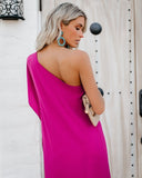 Blown Away One Shoulder Statement Maxi Dress - Fuchsia
