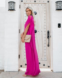 Blown Away One Shoulder Statement Maxi Dress - Fuchsia