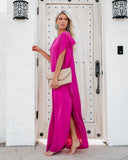 Blown Away One Shoulder Statement Maxi Dress - Fuchsia