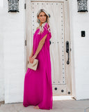 Blown Away One Shoulder Statement Maxi Dress - Fuchsia