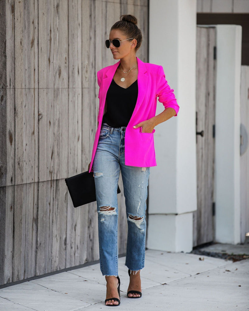 Ceo Pocketed Blazer - Neon Pink