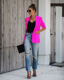 Ceo Pocketed Blazer - Neon Pink