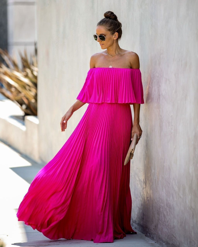Eternal Love Pleated Maxi Dress - Fuchsia - FINAL SALE