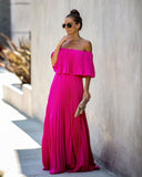 Eternal Love Pleated Maxi Dress - Fuchsia - FINAL SALE