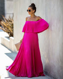 Eternal Love Pleated Maxi Dress - Fuchsia - FINAL SALE