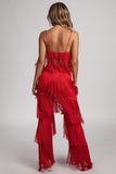 Amira Fringe Pants - Red