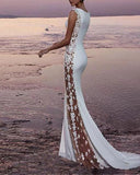 Sexy See-Through Sleeveless Fishtail Evening Dress