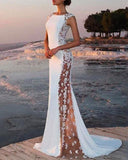 Sexy See-Through Sleeveless Fishtail Evening Dress
