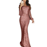 Long Sleeve Tassel Evening Dress