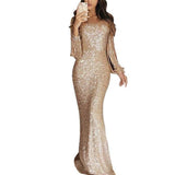Long Sleeve Tassel Evening Dress