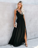 The Gala Lace Slit Maxi Dress - Black - FINAL SALE