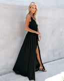 The Gala Lace Slit Maxi Dress - Black - FINAL SALE
