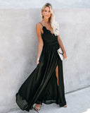 The Gala Lace Slit Maxi Dress - Black - FINAL SALE