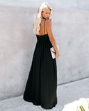 The Gala Lace Slit Maxi Dress - Black - FINAL SALE