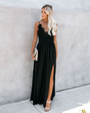 The Gala Lace Slit Maxi Dress - Black - FINAL SALE
