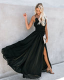 The Gala Lace Slit Maxi Dress - Black - FINAL SALE