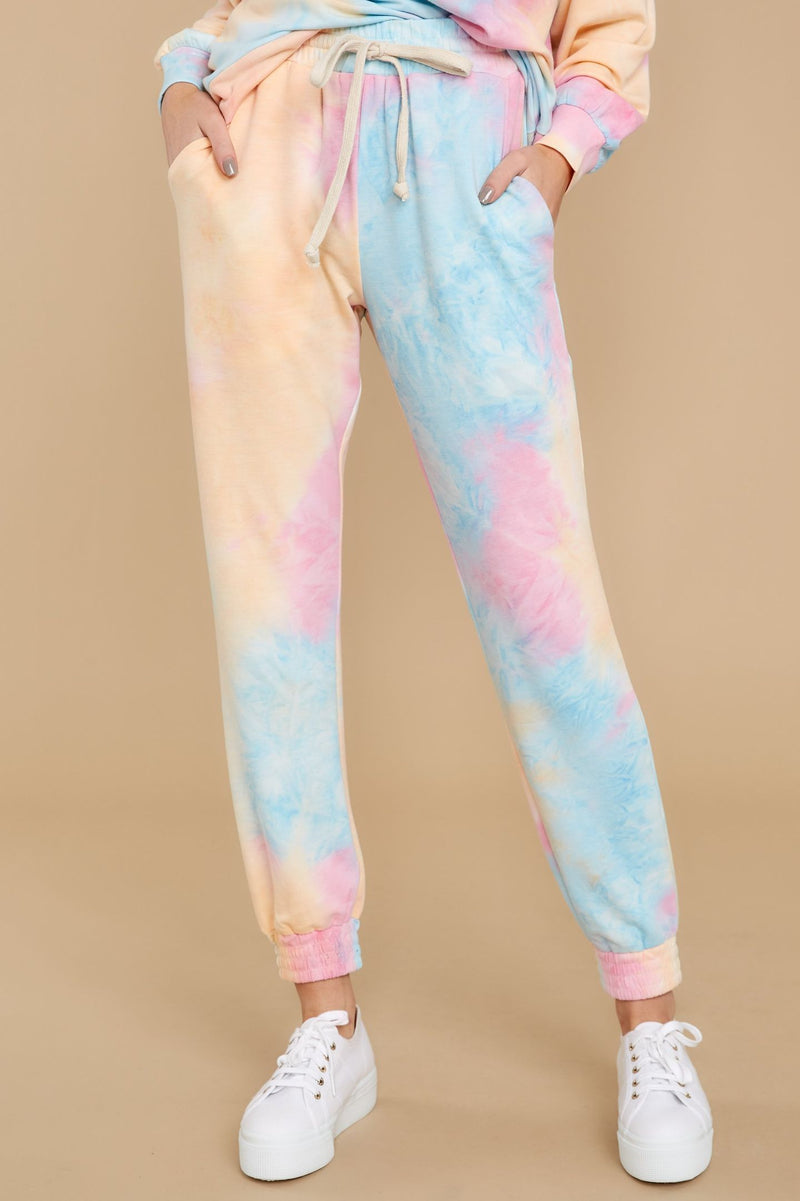 Dreaming In Color Pink Multi Tie Dye Joggers