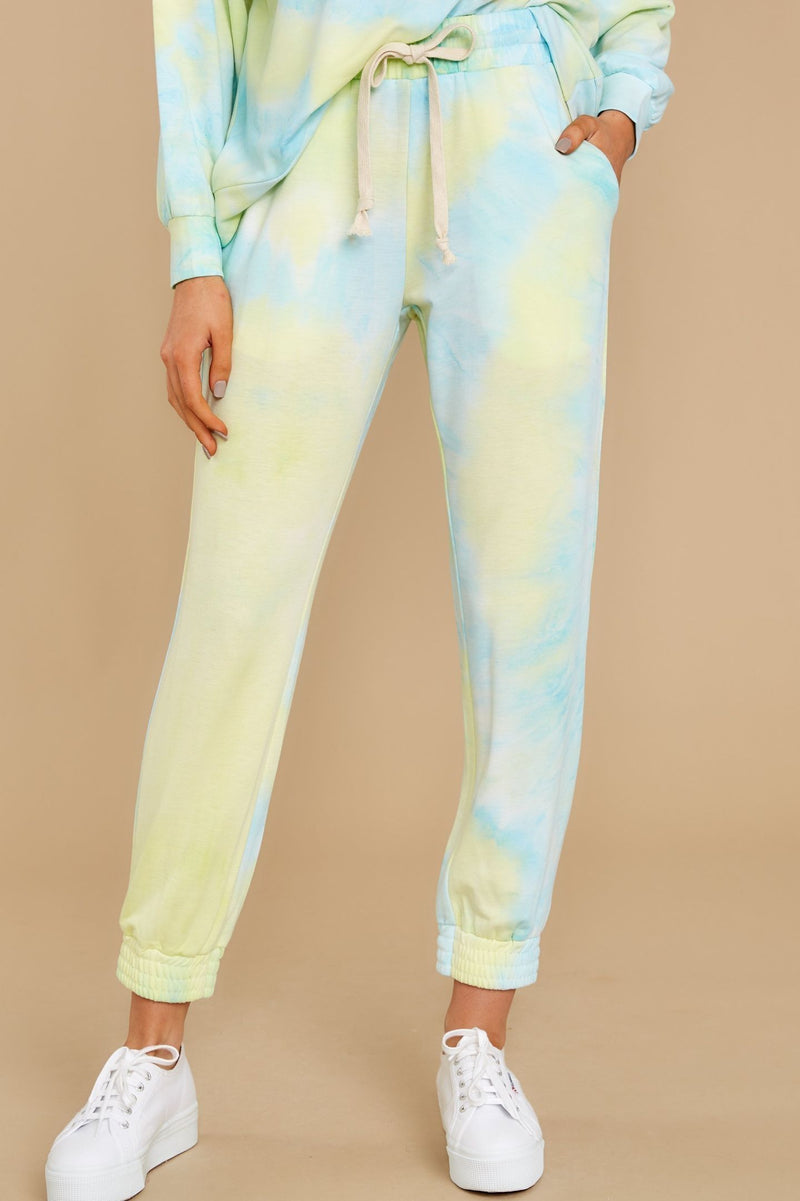 Dreaming In Color Yellow Multi Tie Dye Joggers