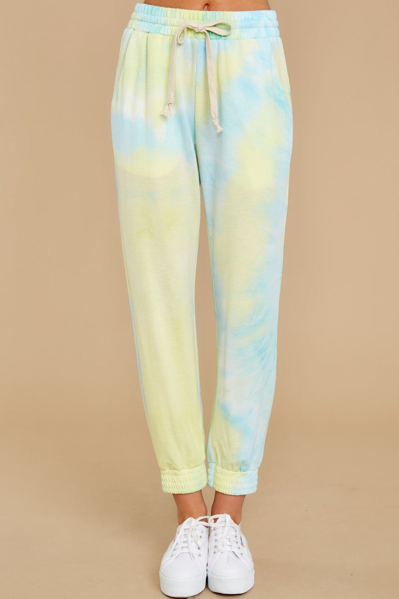 Dreaming In Color Yellow Multi Tie Dye Joggers
