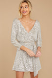 Show Stopper Champagne Sequin Dress