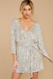 Show Stopper Champagne Sequin Dress