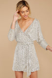 Show Stopper Champagne Sequin Dress
