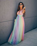Wonderland Rainbow Striped Maxi Dress