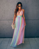 Wonderland Rainbow Striped Maxi Dress