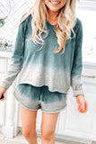Tie Dye Knit Printed Two Piece Set Long Sleeves Top + Short Home Wear Pajamas Set