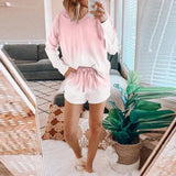 Tie Dye Knit Printed Two Piece Set Long Sleeves Top + Short Home Wear Pajamas Set