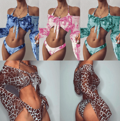 Giraffe Tunic Sling Three Pieces Bikini Set