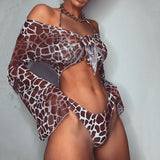 Giraffe Tunic Sling Three Pieces Bikini Set