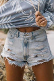 Maya High Waist Ripped Denim Shorts