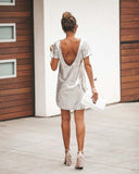 Tabloid Sequin Cut Out Shift Dress - Silver