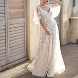 Fashion Lace V-Neck Halter Evening Maxi Dress
