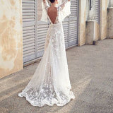 Fashion Lace V-Neck Halter Evening Maxi Dress